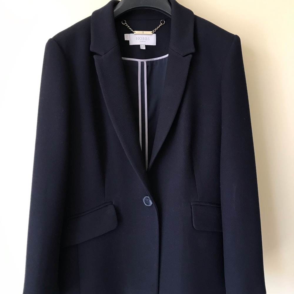 Hobbs London Gabi Jacket - Navy, 8 (EUC) *Altered*